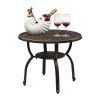 Cast Aluminum Outdoor Side Table, Anti-Rust Outdoor Round End Table, Patio Coffee Bistro Table for Indoor Garden Porch Balcony, Antique Bronze