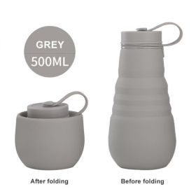 500ml Large Capacity Silicone Folding Water Bottle High Temperature Resistance Outdoor Sports Bottle Travel Portable Cup (Color: 3, Capacity: 500ML)