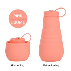 500ml Large Capacity Silicone Folding Water Bottle High Temperature Resistance Outdoor Sports Bottle Travel Portable Cup (Color: 4, Capacity: 500ML)