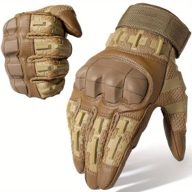 Tactical Gloves for Men - Touch Screen, Non-Slip, Full Finger Protection for Shooting, Airsoft, Military, Paintball, Motorcycle, Cycling, Hunting, Hik (Color: Brown, size: M)